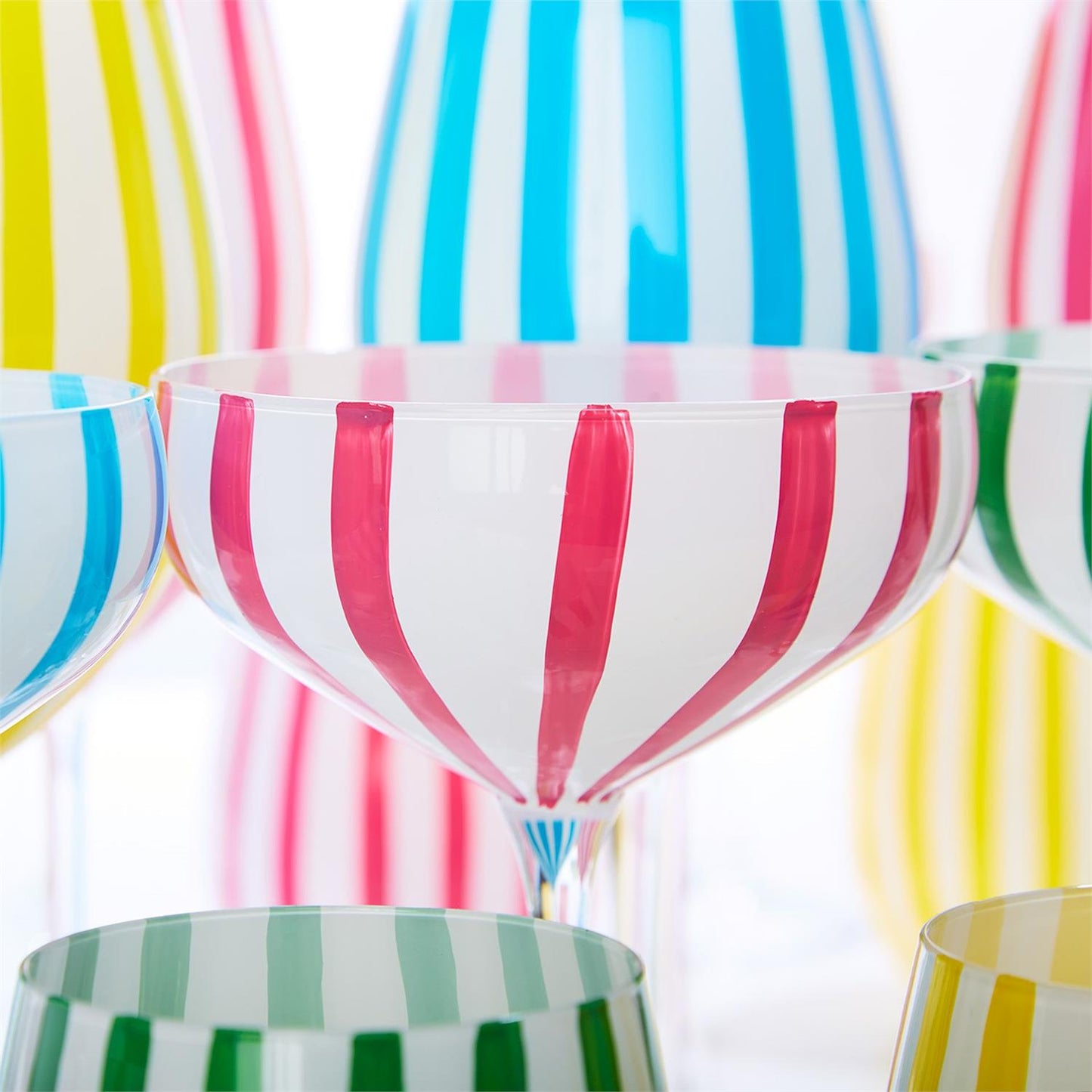Stripe Hand-Painted Coupe Glass (Multiple Color Options)