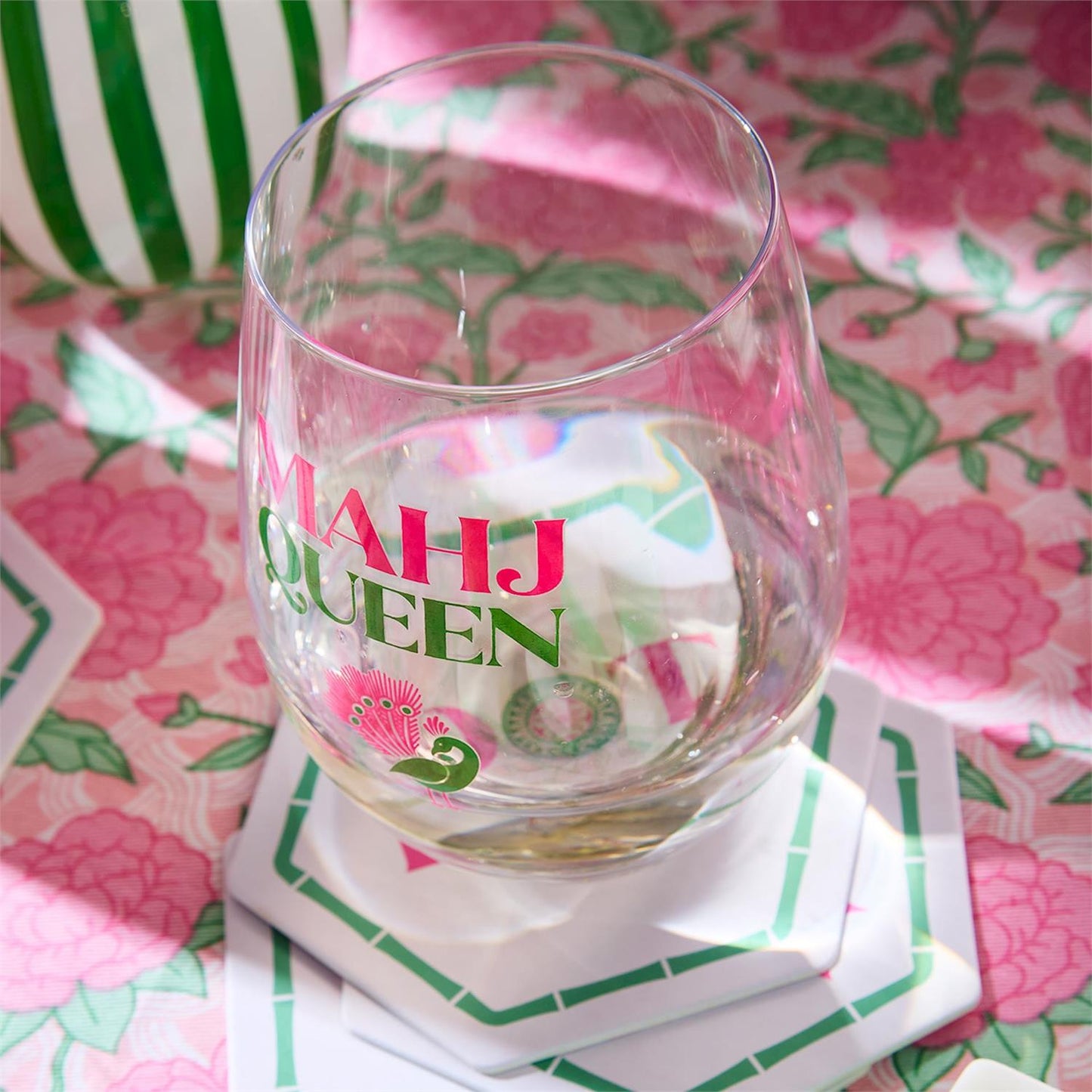 Mahj Queen Stemless Wine Glass