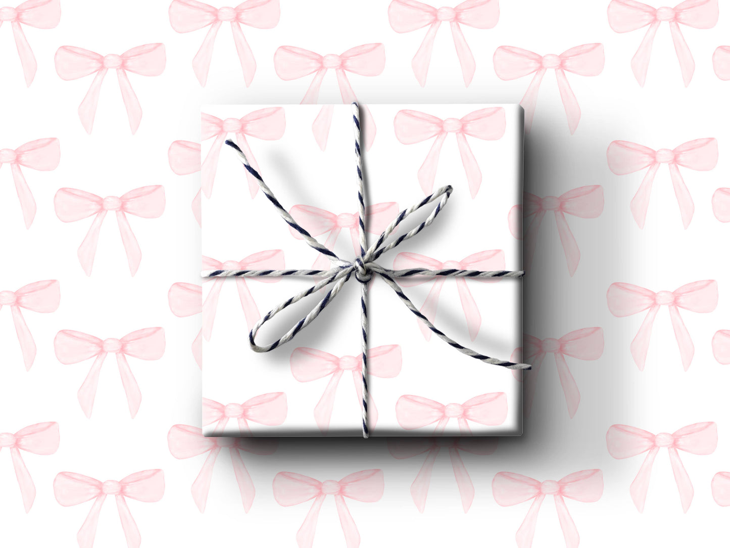 Pink Bow Wrapping Paper (3 Wrapping Sheets)