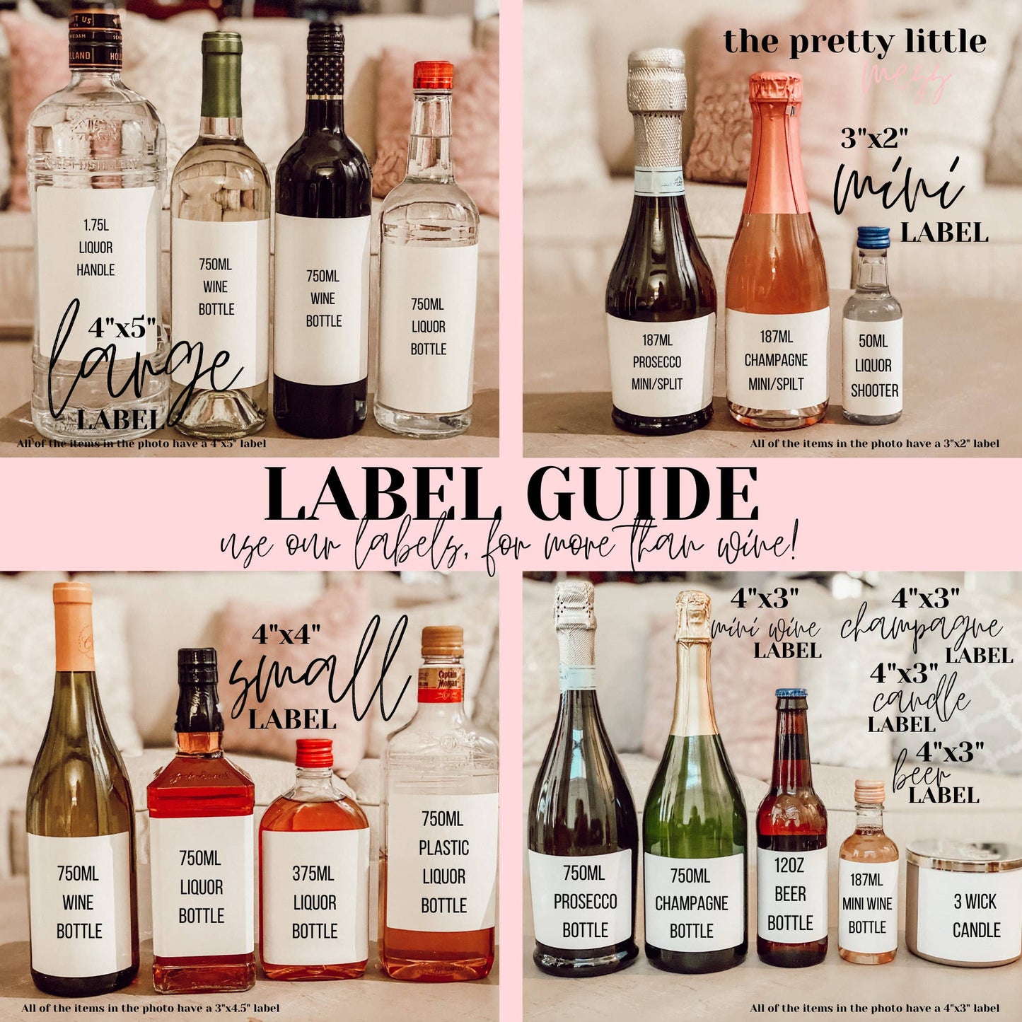 Bottle Labels: "Pairs Well with Large Family Gatherings" (Multiple Sizes)