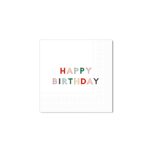 Blanc White Signature "Happy Birthday" Cocktail Napkins