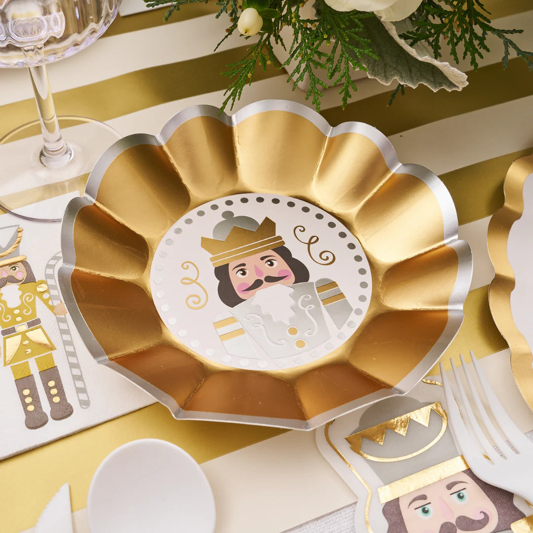 Gilded Nutcracker Wavy Paper Appetizer/Dessert Bowl