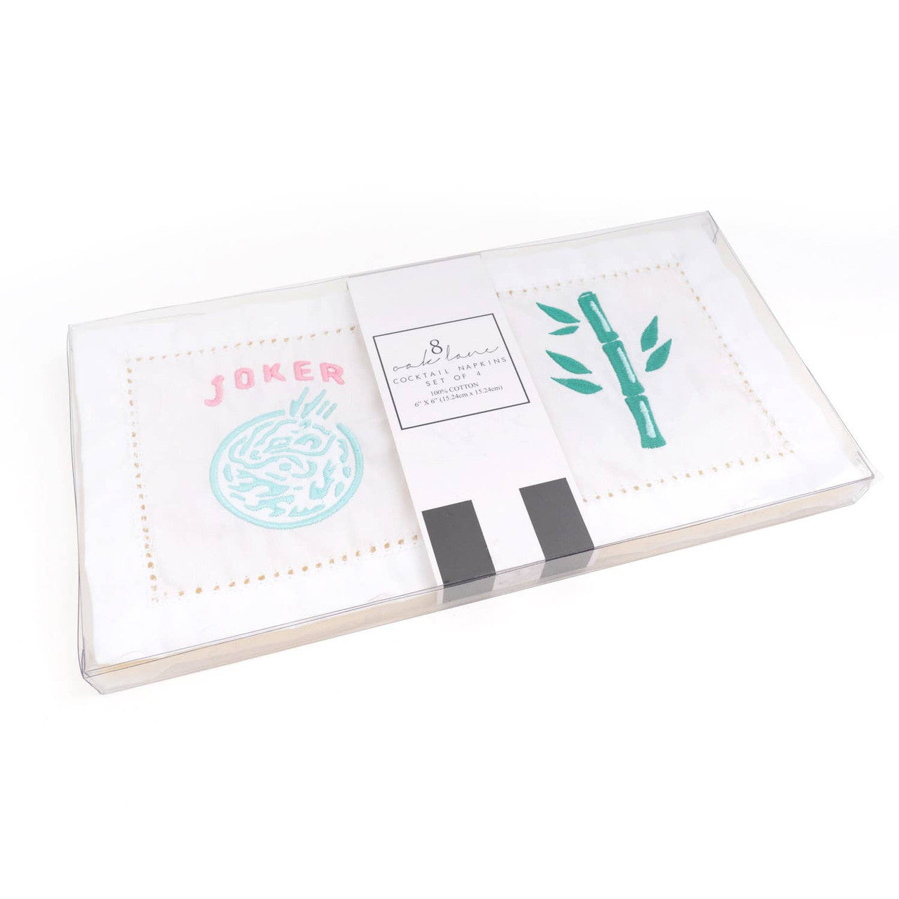 Mahjong Embroidered Cocktail Napkin Set - Thumbnail 5