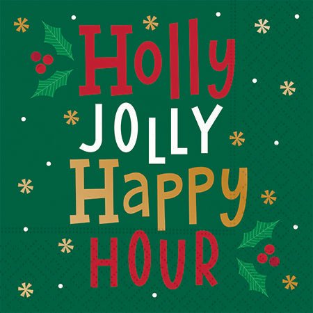 Holly Jolly Happy Hour Cocktail Napkins