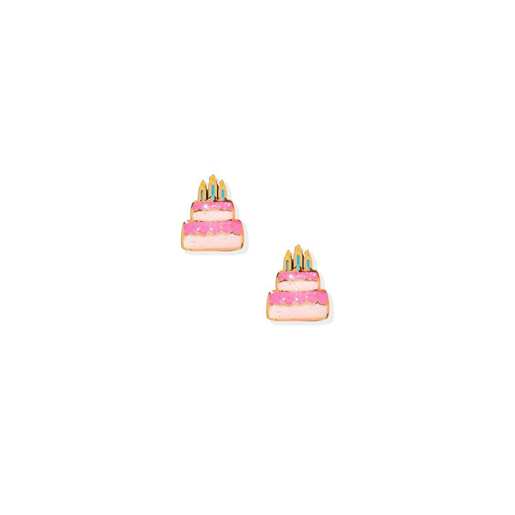 Birthday Cake Screwback Stud Earrings