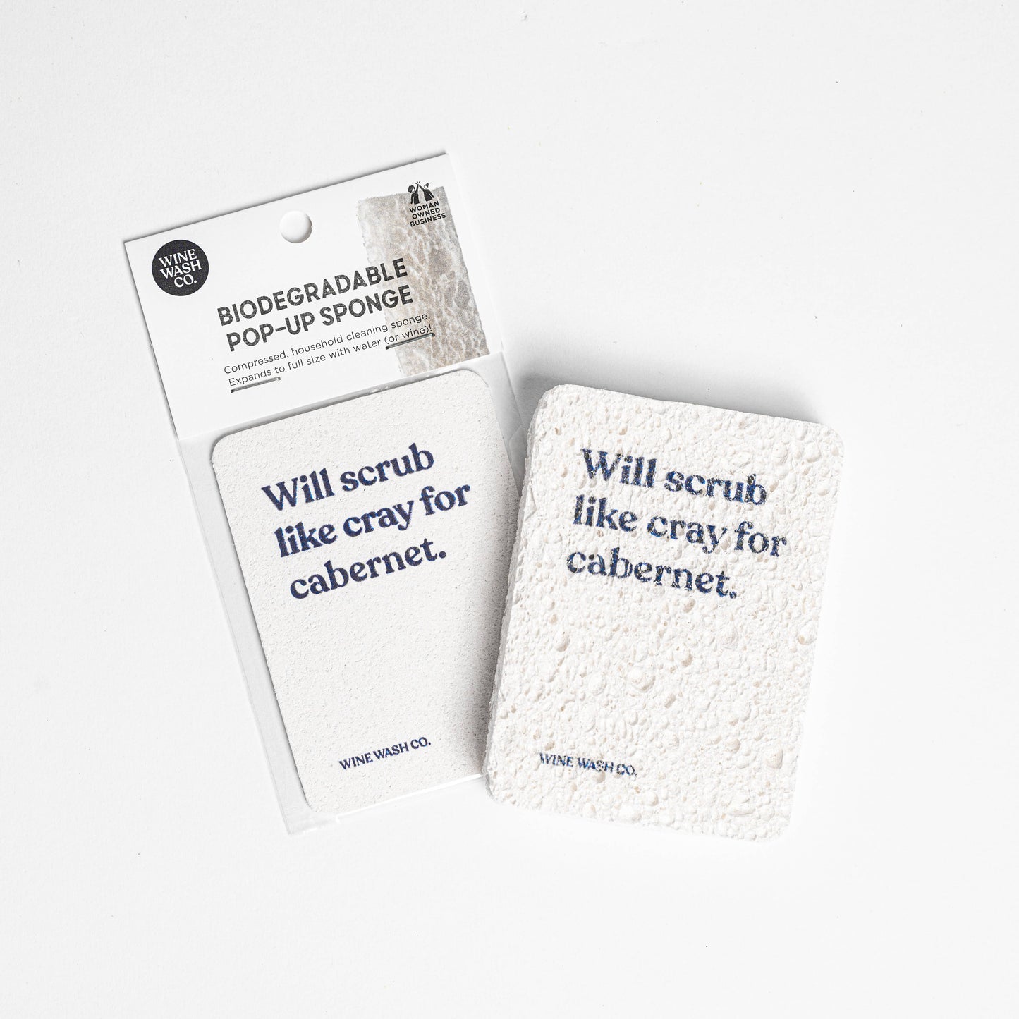 "Will Scrub Like Cray for Cabernet" Biodegradable Pop-Up Sponge