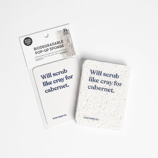 "Will Scrub Like Cray for Cabernet" Biodegradable Pop-Up Sponge