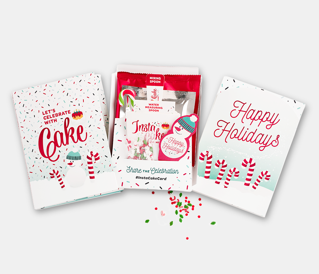 Candy Cane Confetti Happy Holidays Cake Card