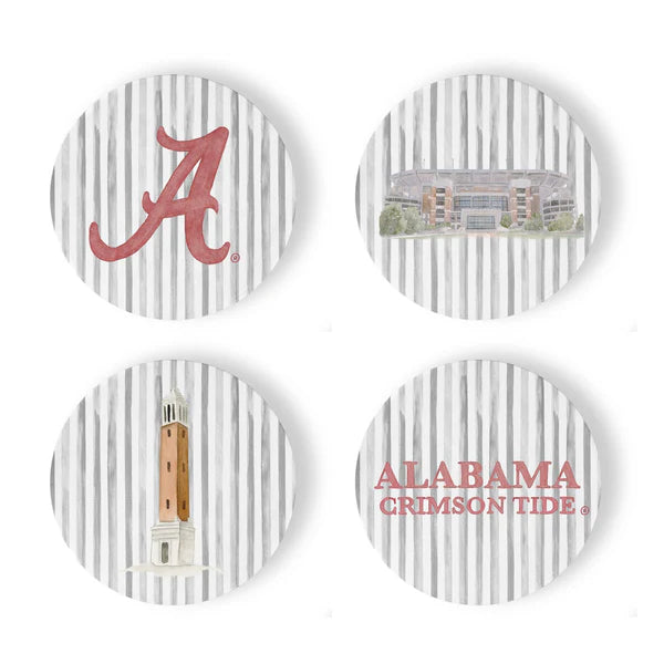 Ceramic University of Alabama Striped Coasters (Set of 4)