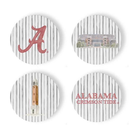 Ceramic University of Alabama Striped Coasters (Set of 4)