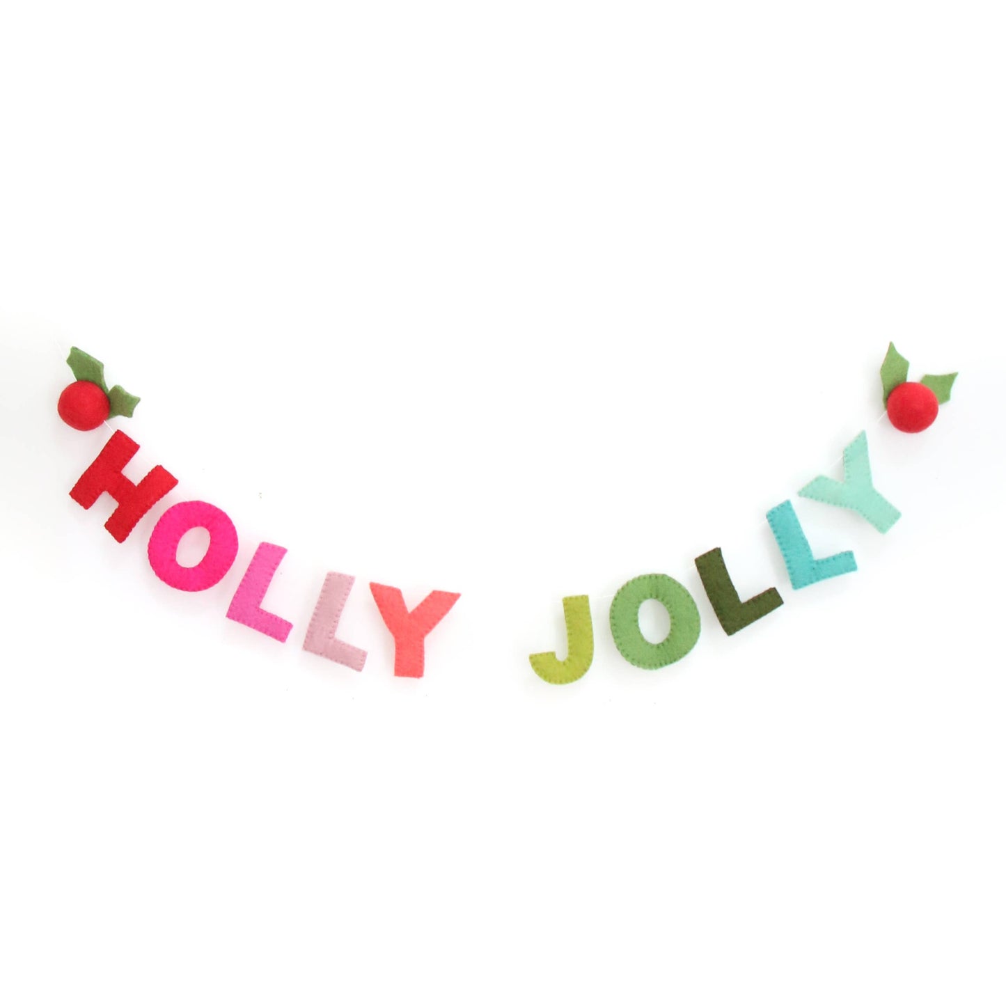 Rainbow "Holly Jolly" Felt Christmas Garland