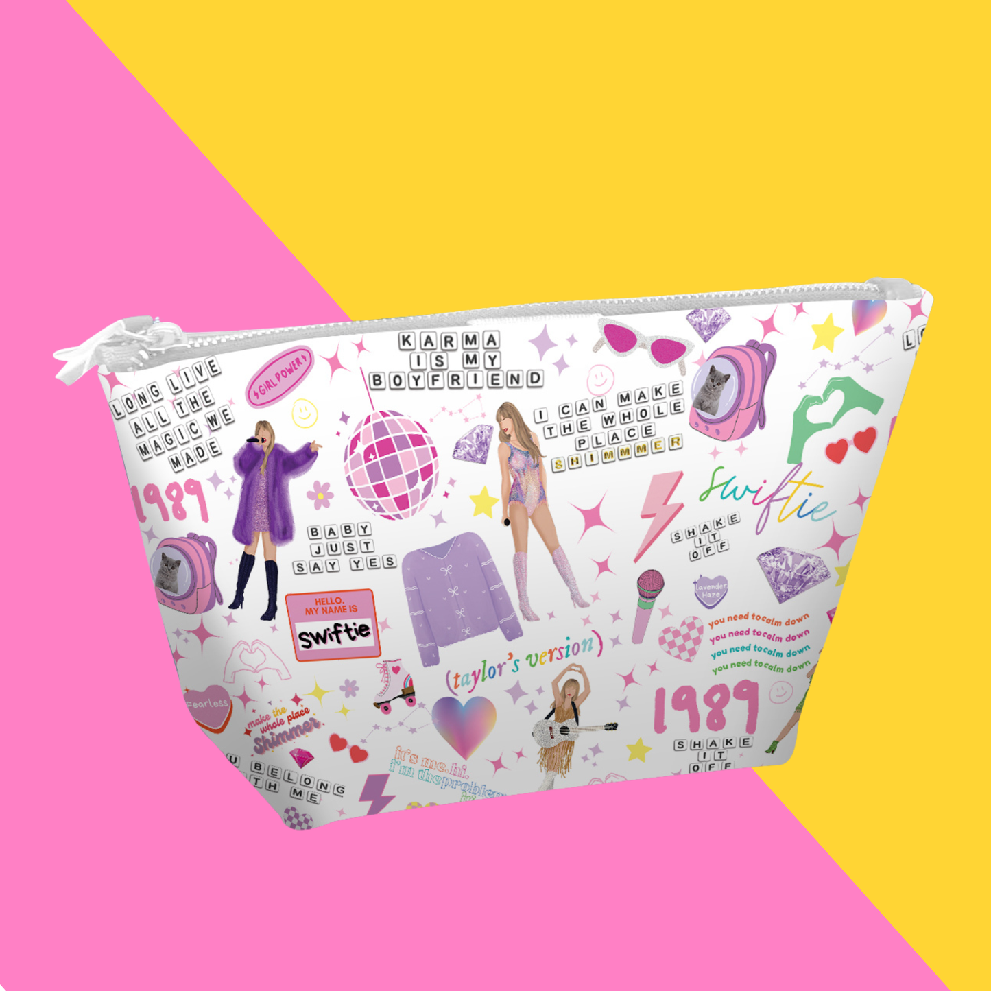 Taylor Swift Pencil/Cosmetic Pouch Bag: Swiftie Mosaic Print