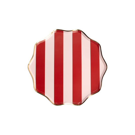 Holiday Stripes Scalloped Dinner Paper Plates