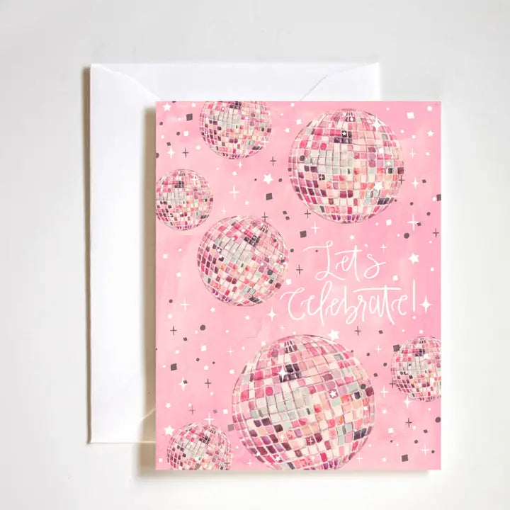 Let's Celebrate Disco Ball Congratulations Greeting Card