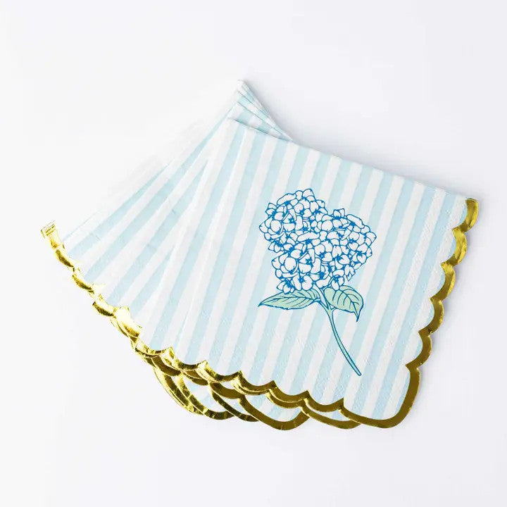 Hydrangea Stem Floral Paper Beverage Napkin