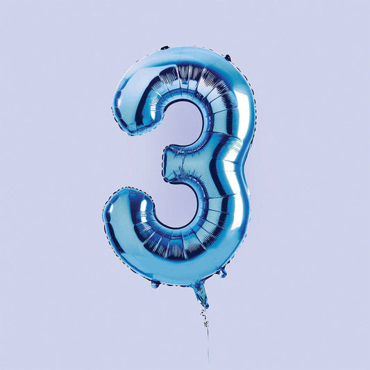 Hootyballoo by Club Green - Blue Number '3' Foil Balloon 34"