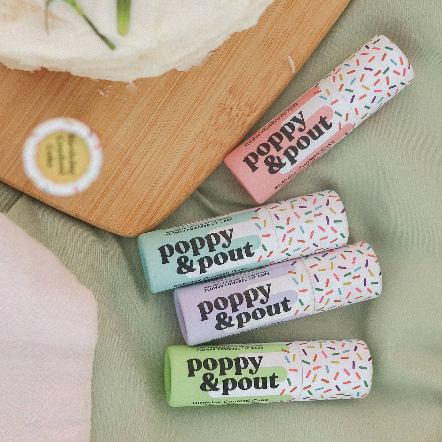 Birthday Confetti Cake Plant-Based Lip Balm: Green