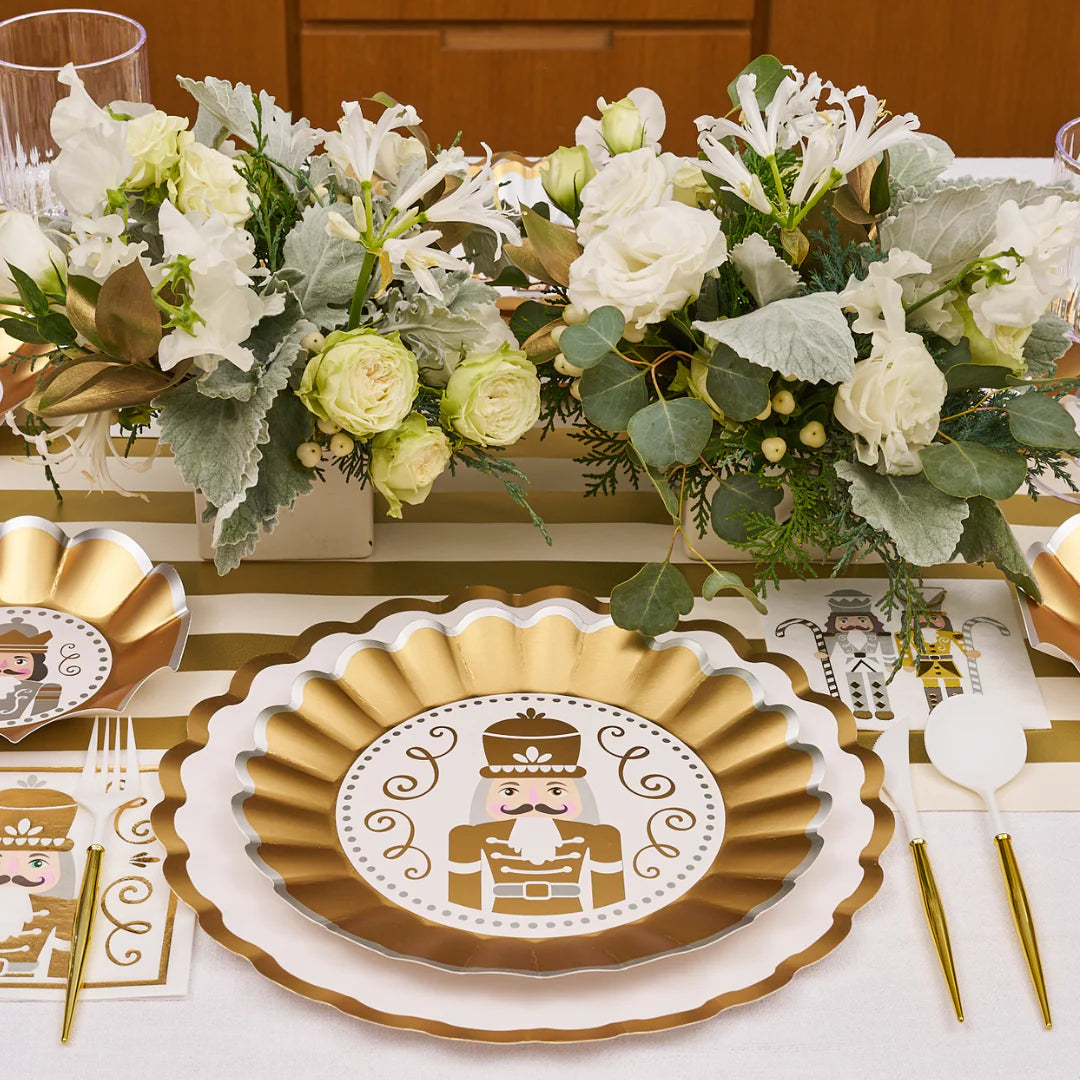 Gilded Nutcracker Wavy Paper Dinner Plate