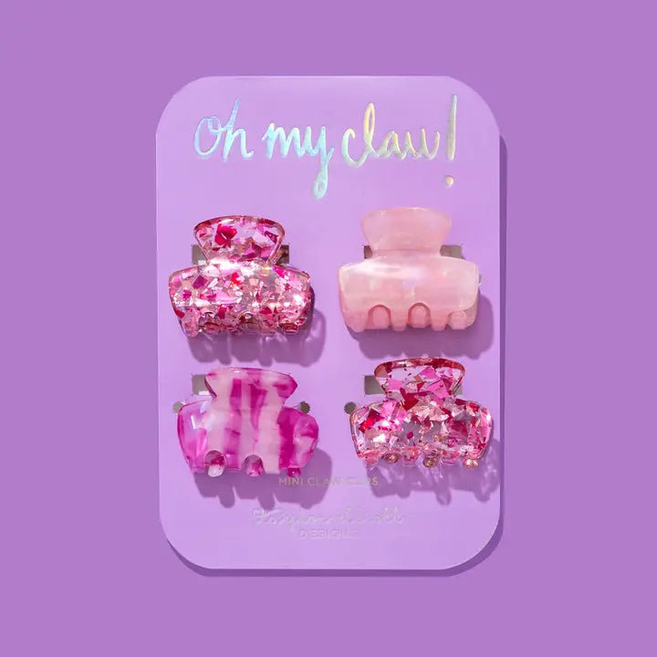 Pink Confetti Mini Claw Clips Set