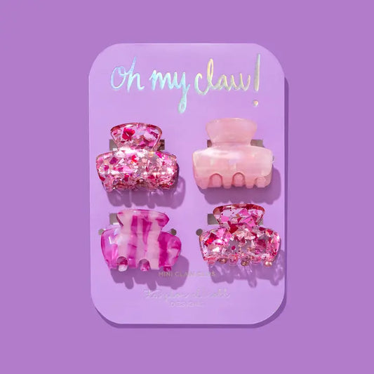 Pink Confetti Mini Claw Clips Set