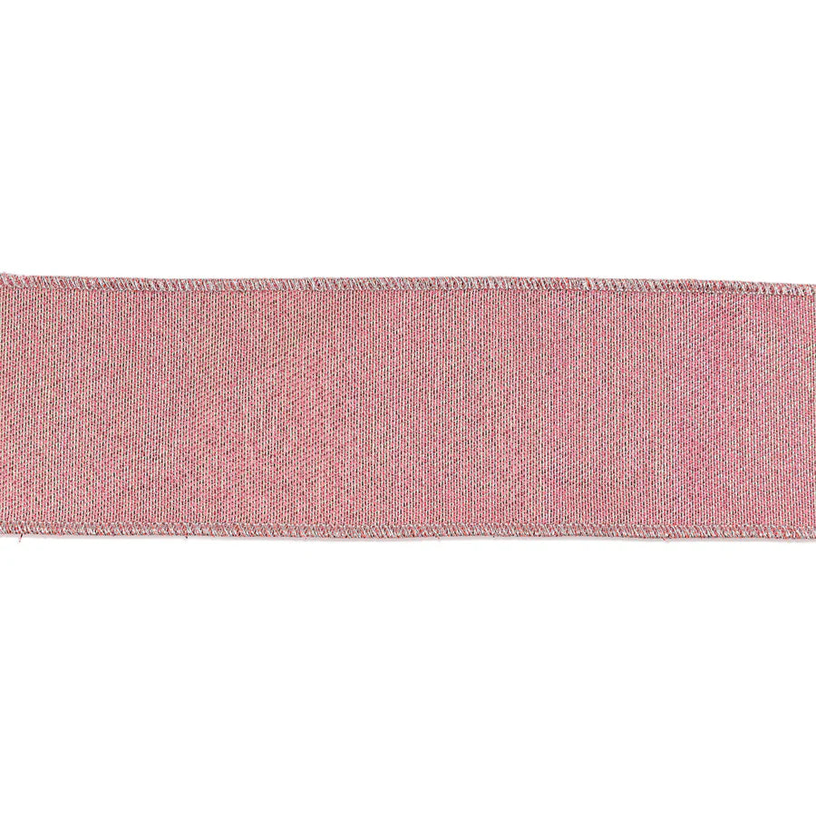 2 1/2" Wired Iridescent Ribbon | Pink Metallic Double-Fused Taffeta Backing | 10 Yard Roll