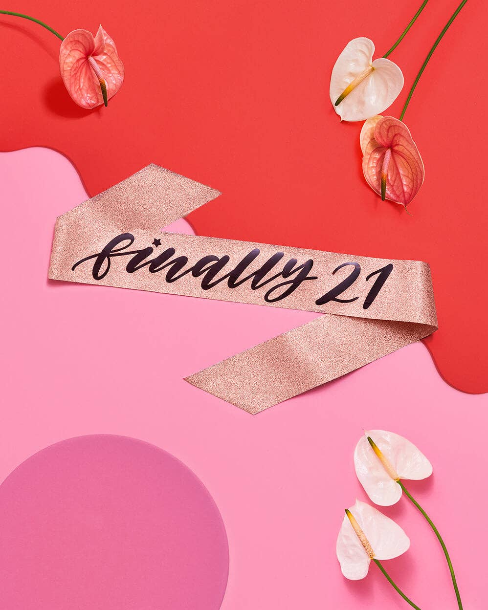 "Finally 21" Rose Gold Party Sash