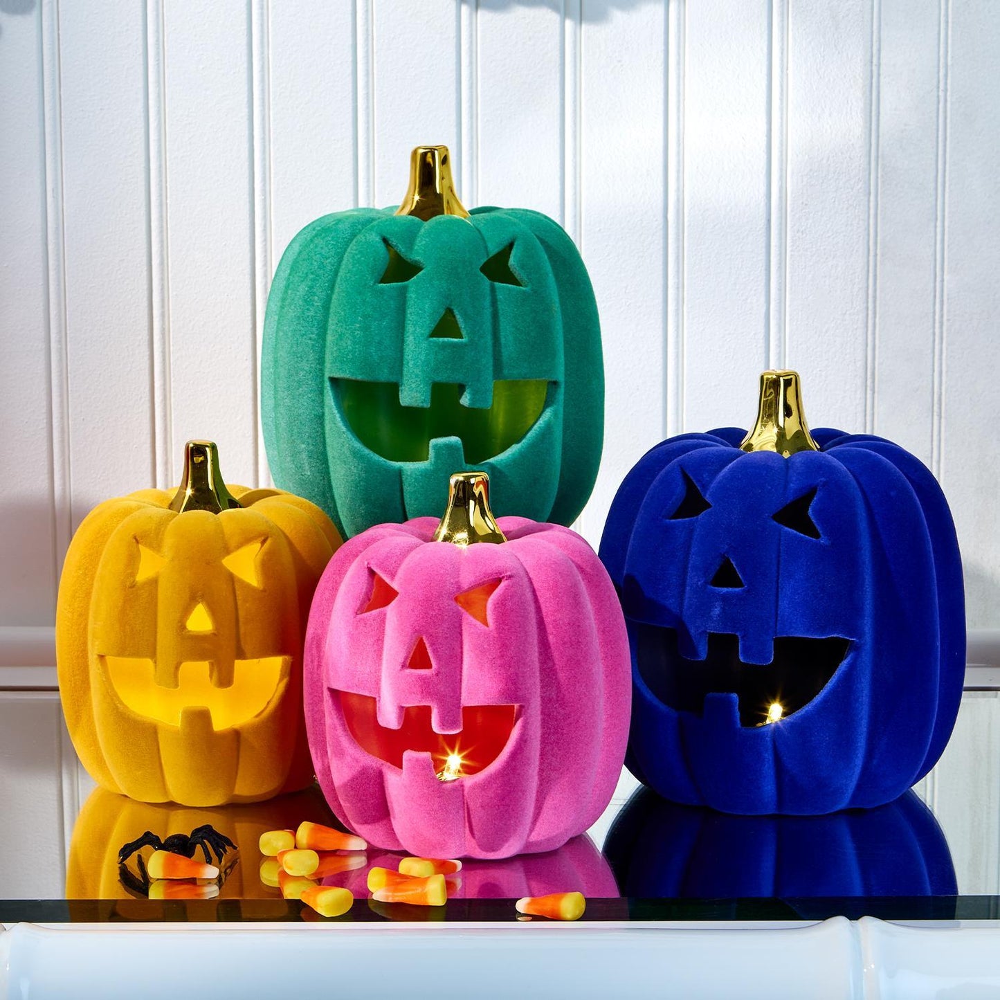 LED Flocked Jack O'Lanterns (Sold Individually)