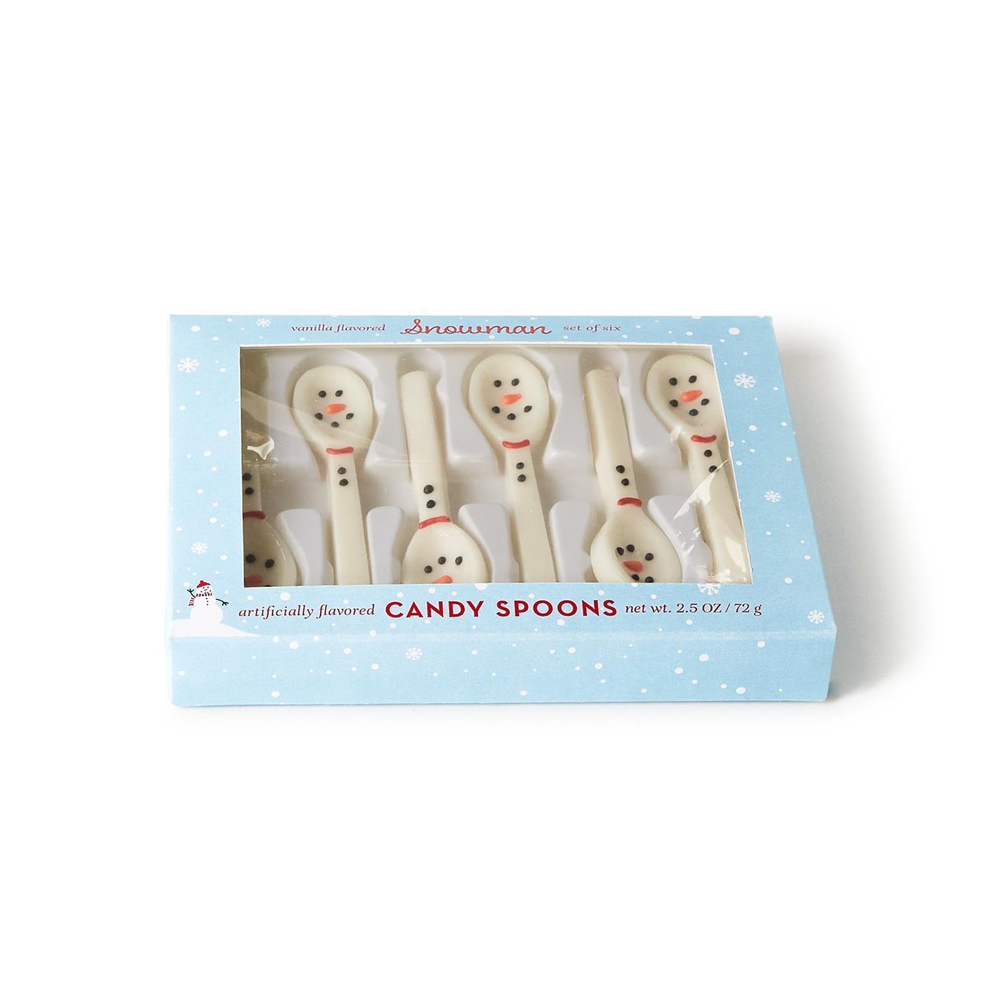 Snowman Set of 6 Edible Vanilla Flavor Candy Spoons in Gift Box