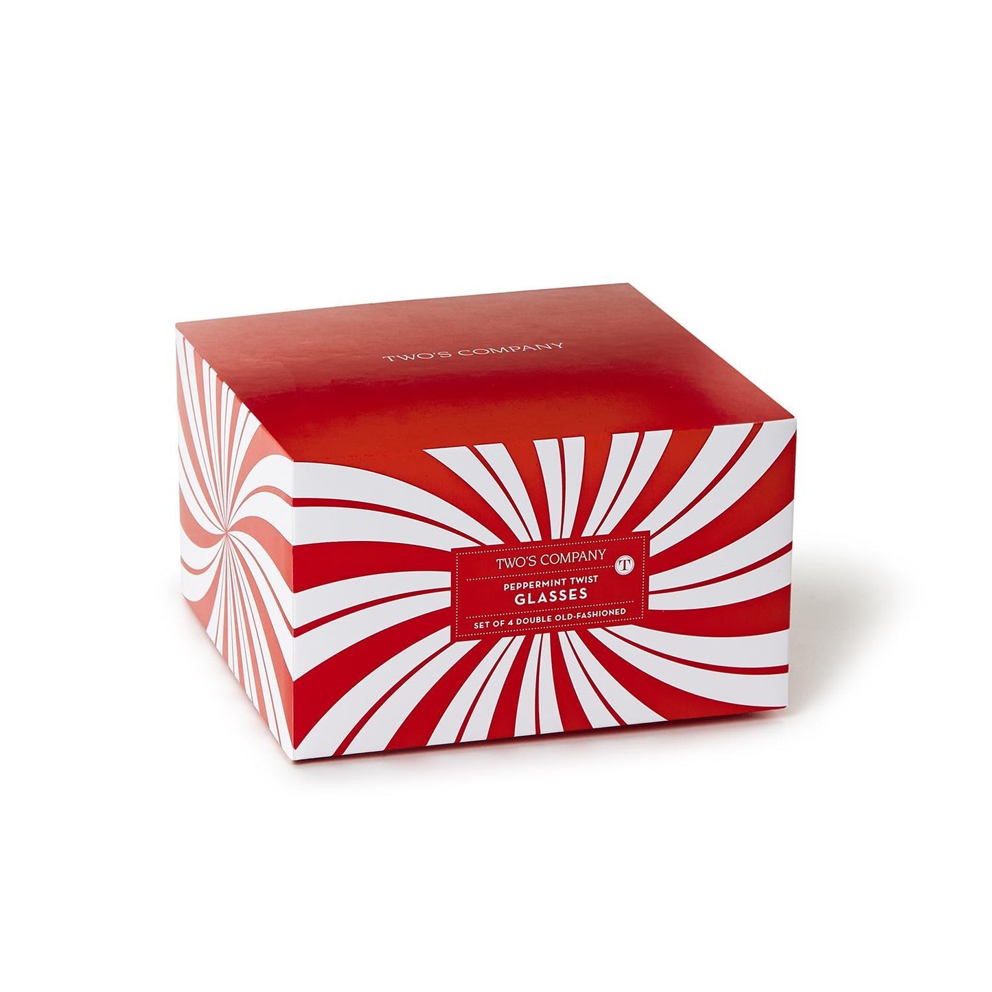 Peppermint Twist Set of 4 Double Old Fashioned Glass in Gift Box