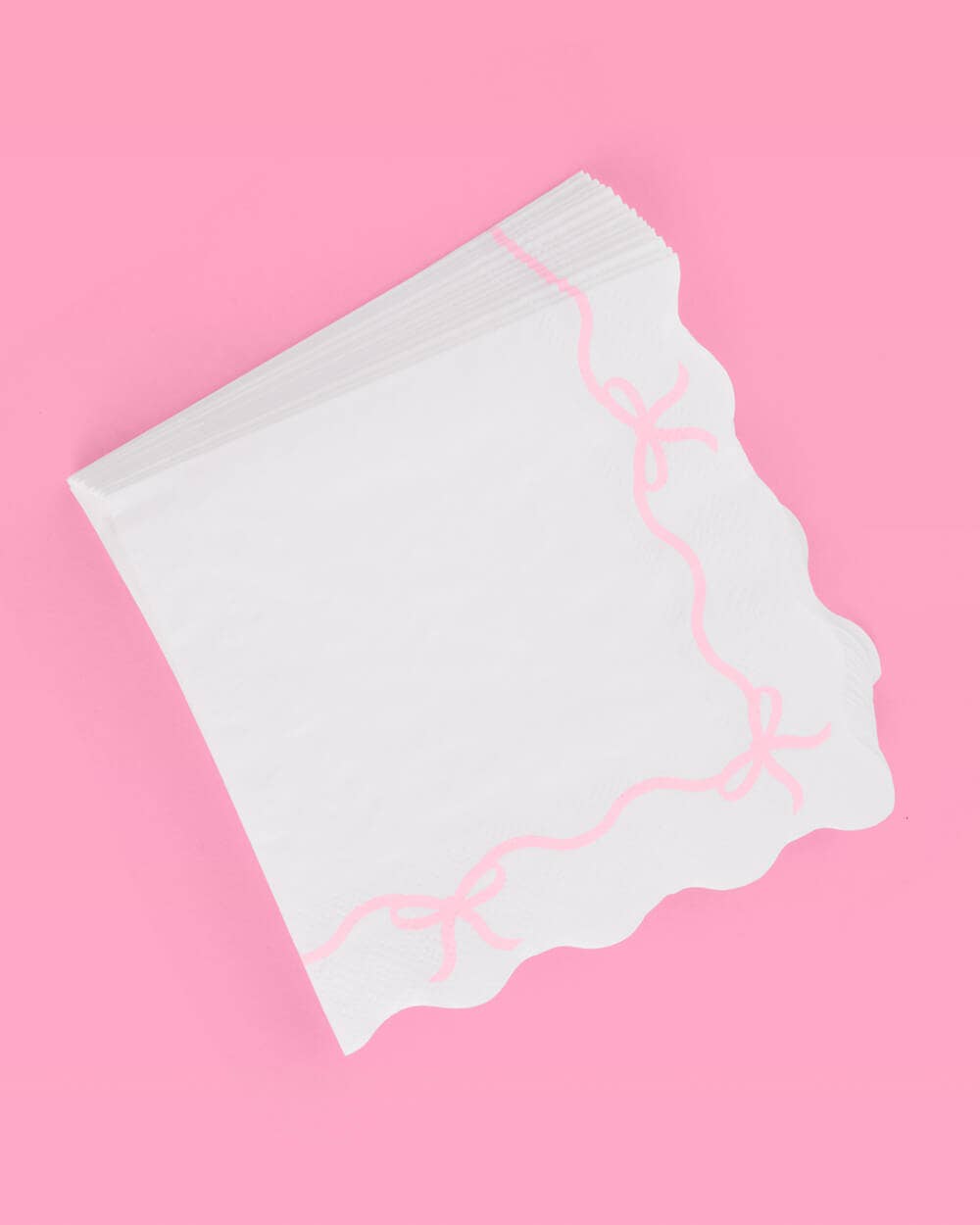 Pink Bow Scalloped Napkins