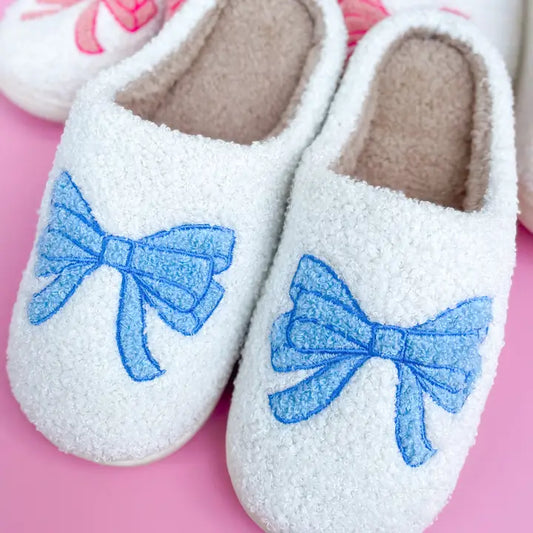 Blue Bow Slippers (Adult Sizes)