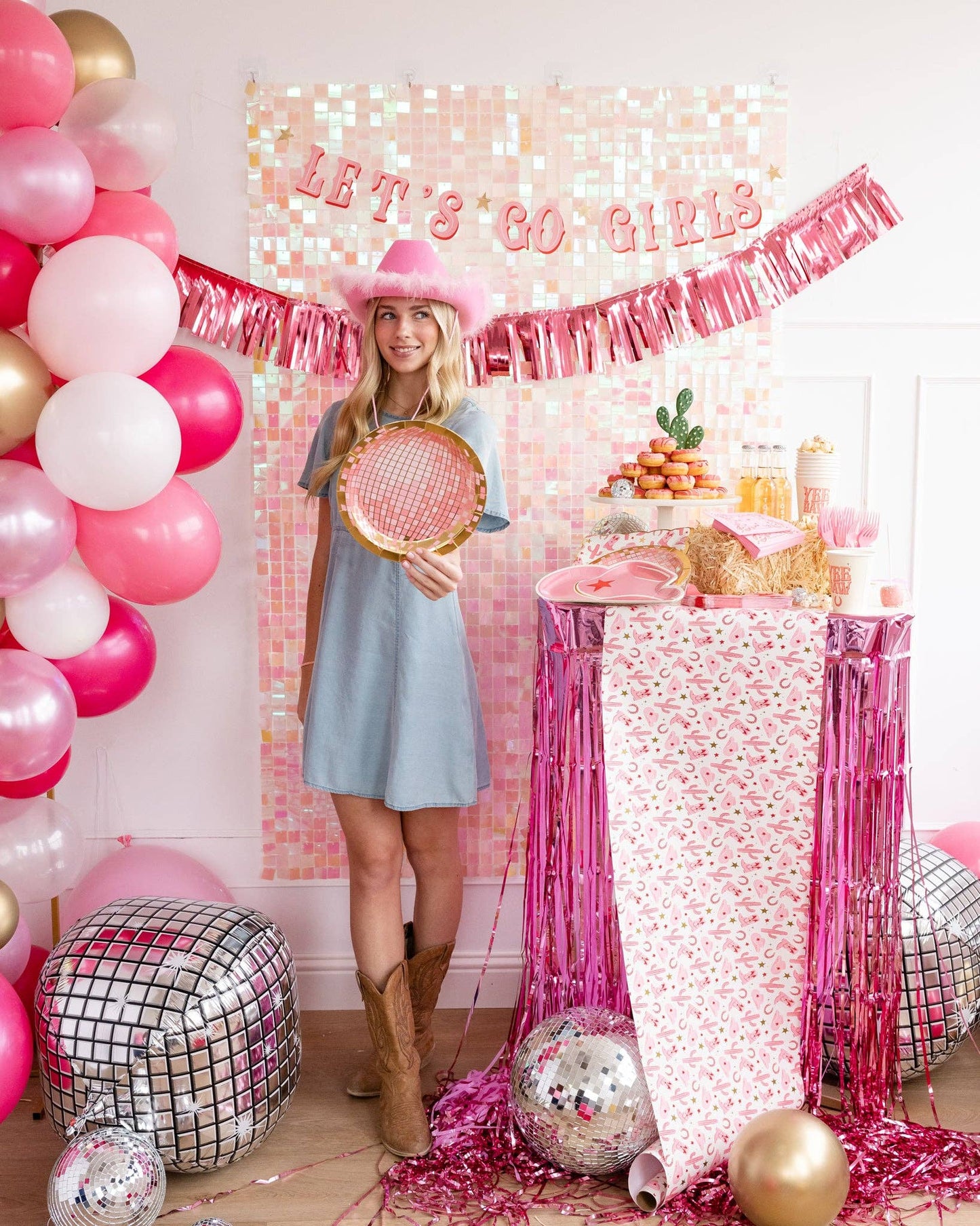 Pink & Gold Disco Ball Paper Plate