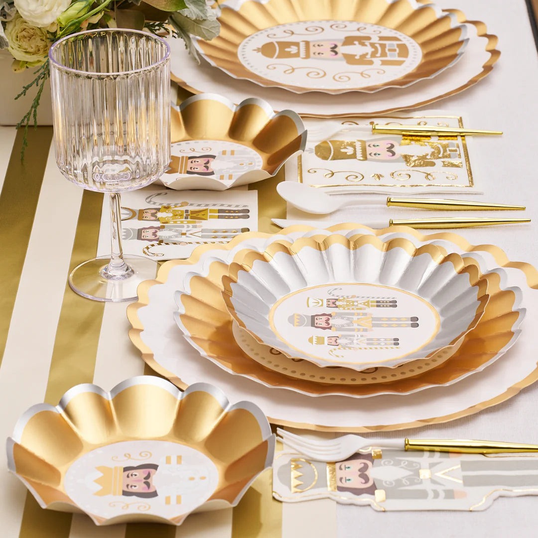 Gilded Nutcracker Wavy Paper Salad Plate