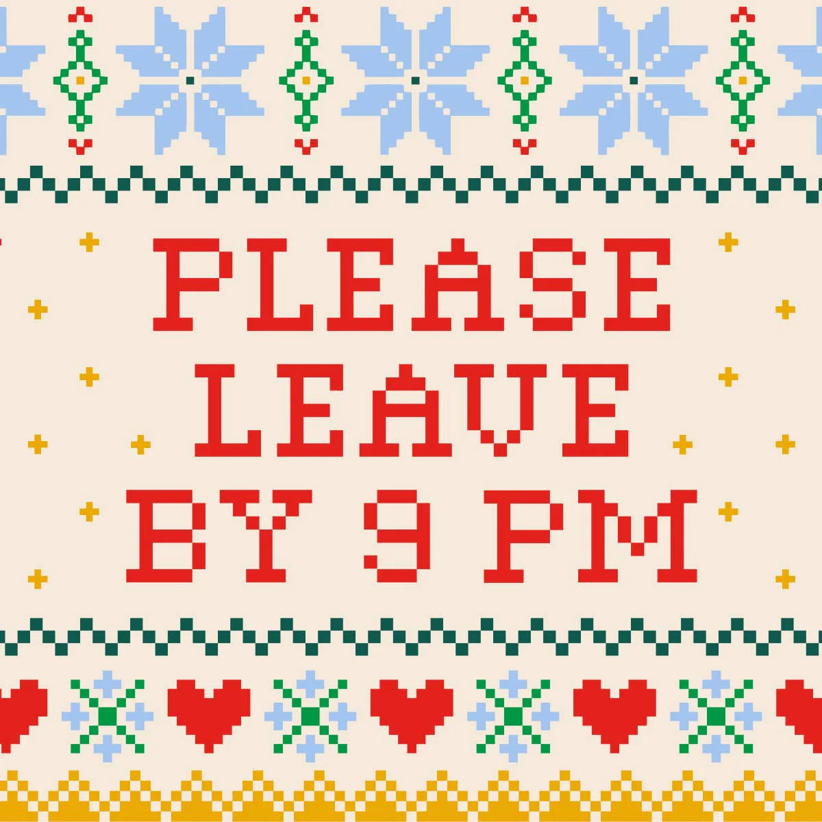 Cross-Stitch "Please Leave by Nine" Cocktail Napkins
