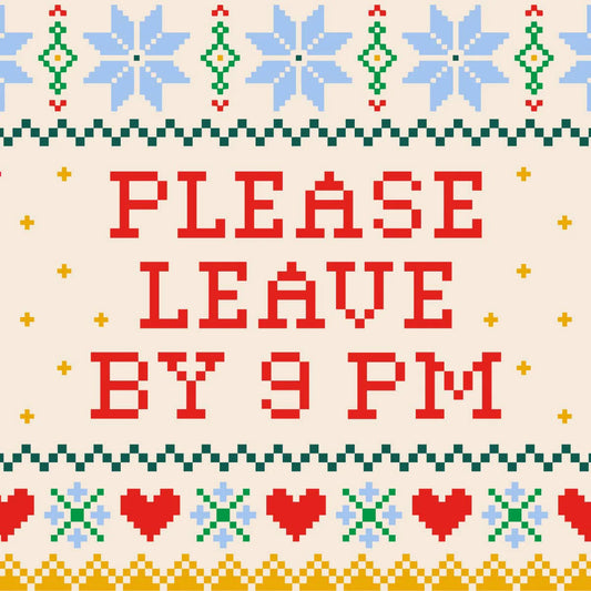 Cross-Stitch "Please Leave by Nine" Cocktail Napkins