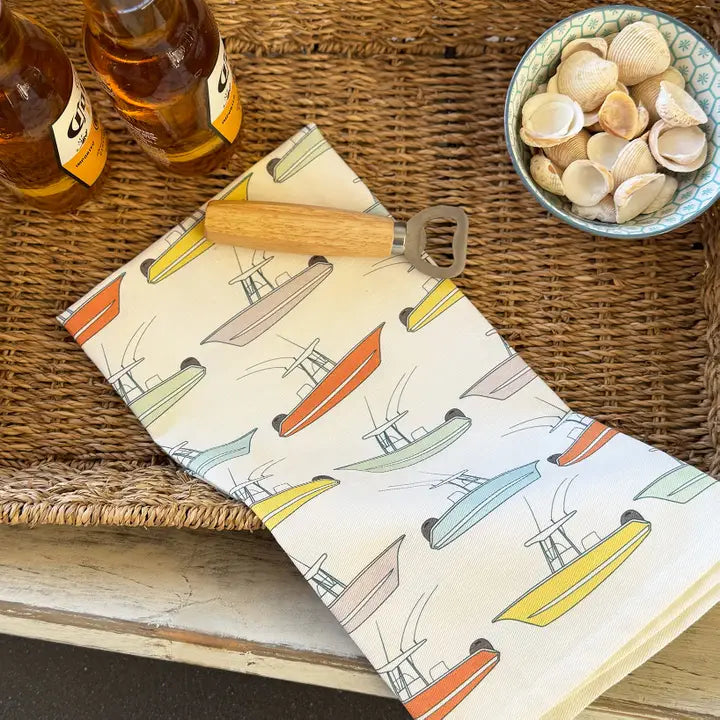 Center Console Boats Organic Cotton Tea Towel