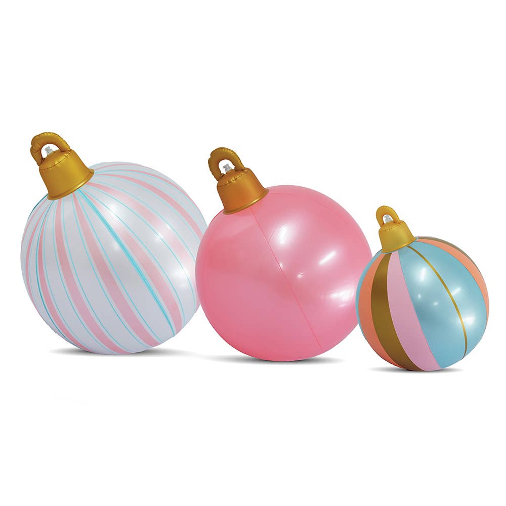 Pink Light Up Christmas Ornament Holiday Balls (Set of 3)