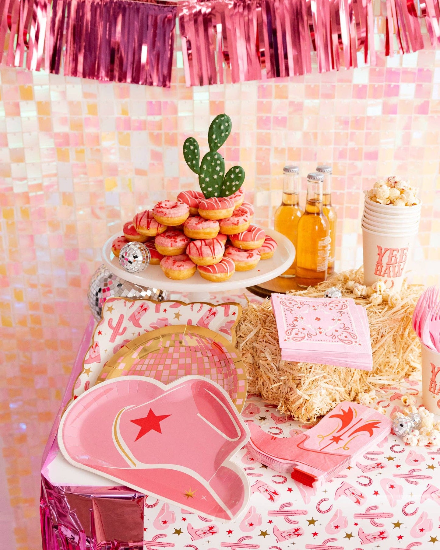 Pink & Gold Disco Ball Paper Plate