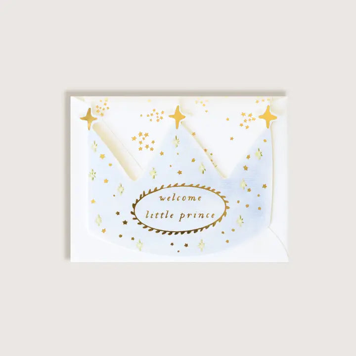 Welcome Little Prince Crown Greeting Card
