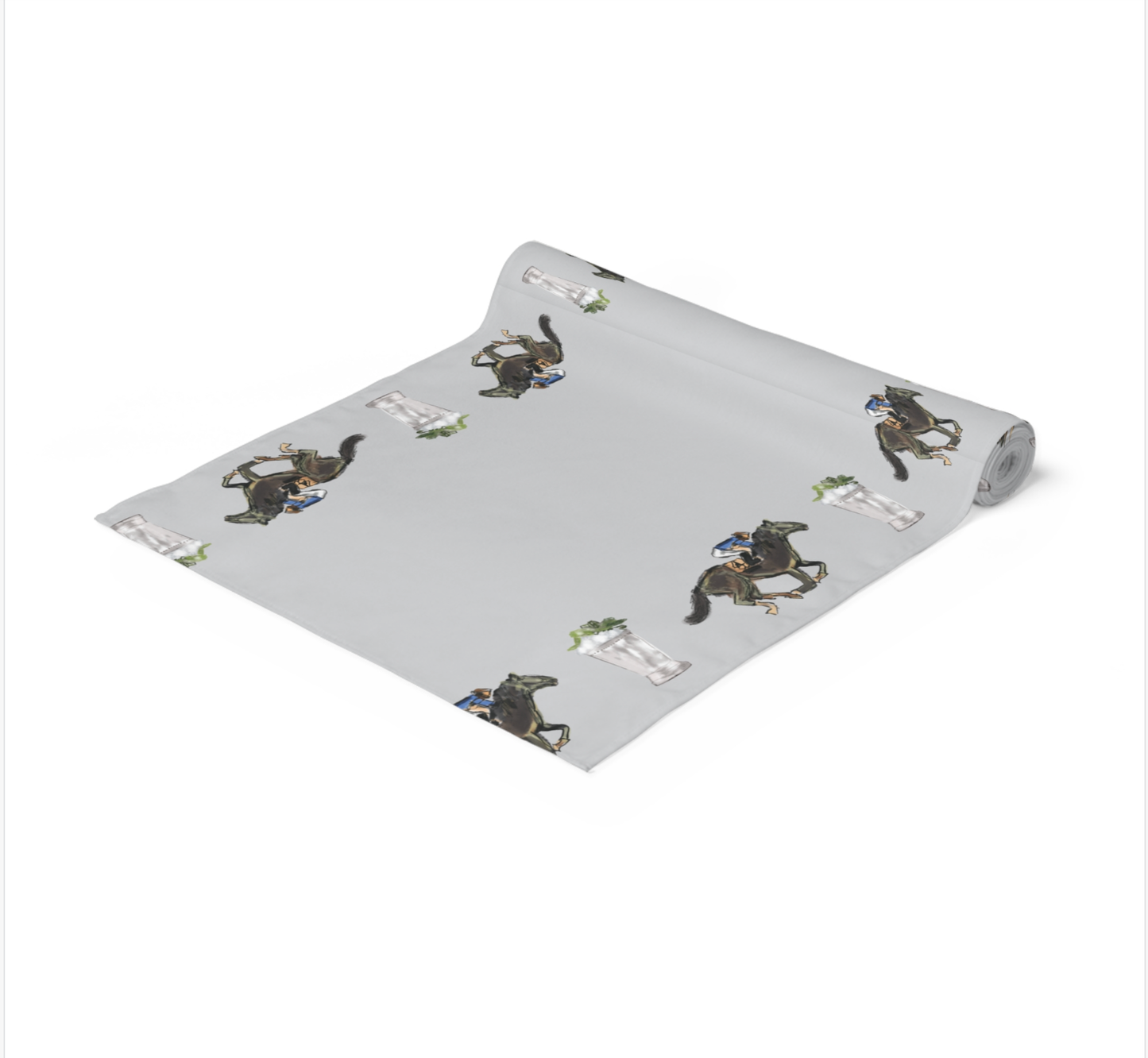 Race Horse and Mint Julep Gray Paper Table Runner