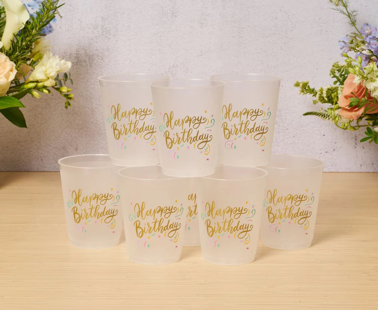 "Happy Birthday" Frost Flex Cups