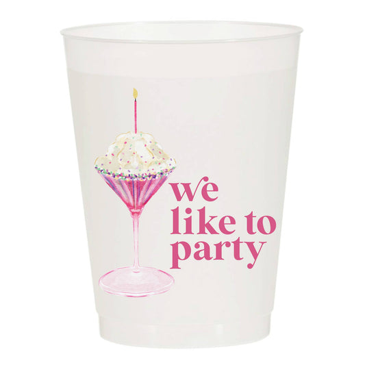 Set of 6 Reusable Cups: We Like To Party Martini