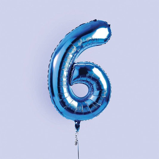 Hootyballoo by Club Green - Blue Number '6' Foil Balloon 34"