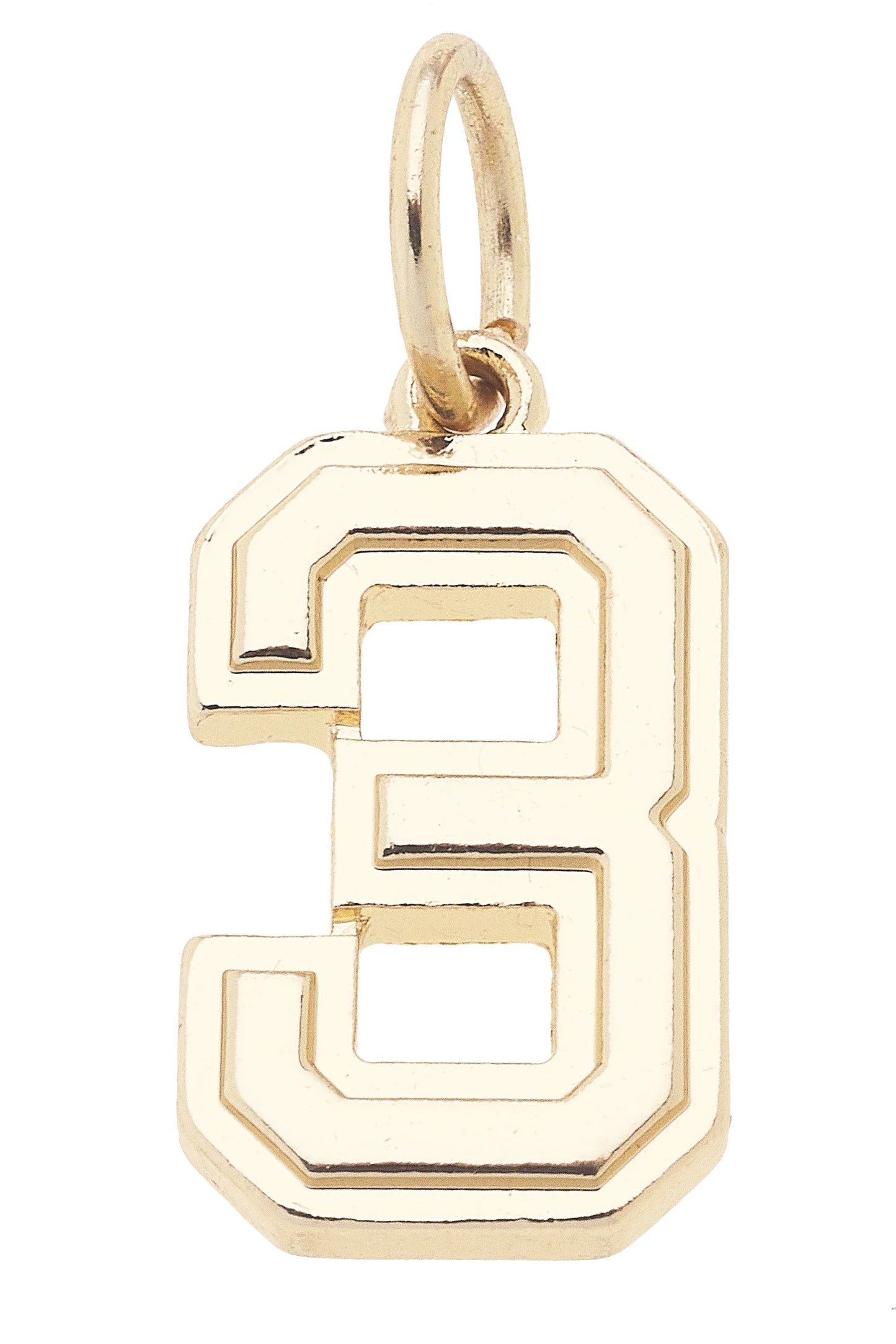 Number "3" Charm in Shiny Gold