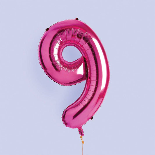 Hootyballoo by Club Green - Hot Pink Number '9' Foil Balloon 34"