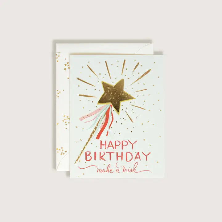 Make a Wish Stars and Wand Birthday Greeting Card