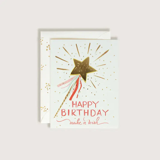 Make a Wish Stars and Wand Birthday Greeting Card