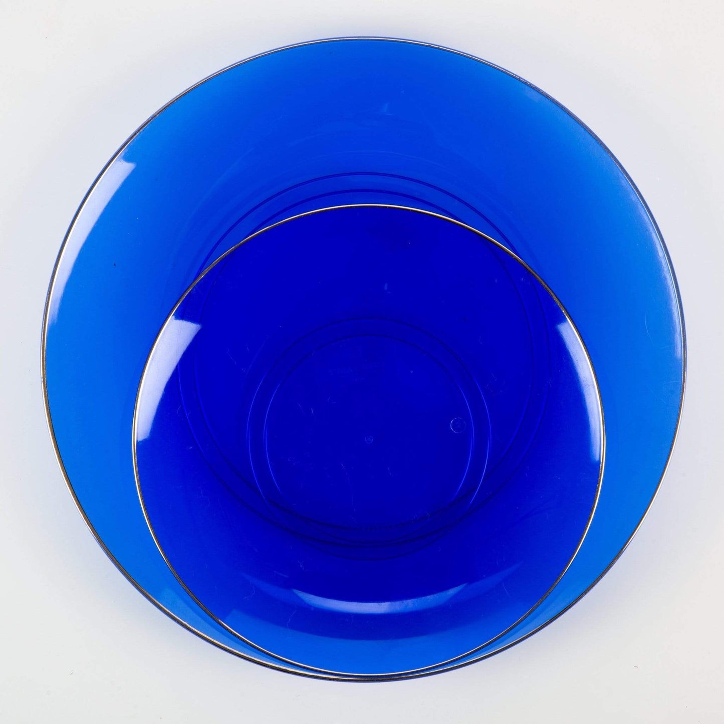 Plastic Dinner Plates: Transparent Bartenura Blue  • Gold Plastic