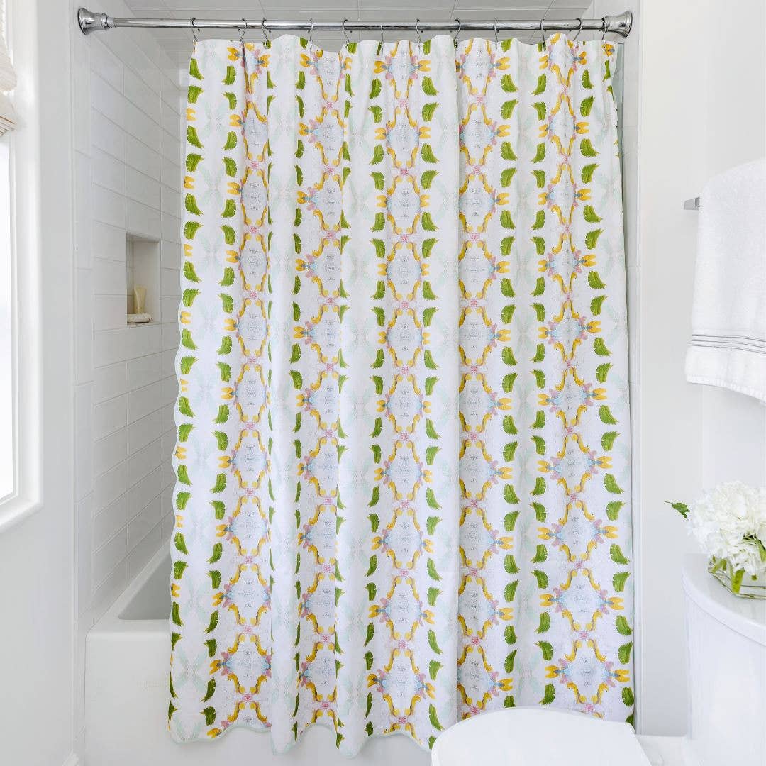 Dogwood Scalloped Shower Curtain: Standard, 72" x 72"