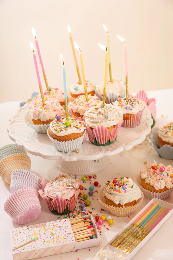 Pastel Glitter Dipped Birthday Candles